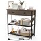 Costway Entryway Table with Charging Station Narrow Console Table with 2 Drawers Brown/Oak